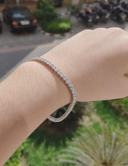 Engagement Beautiful Tennis Bracelet Round Cut Natural Diamond 14k White Gold