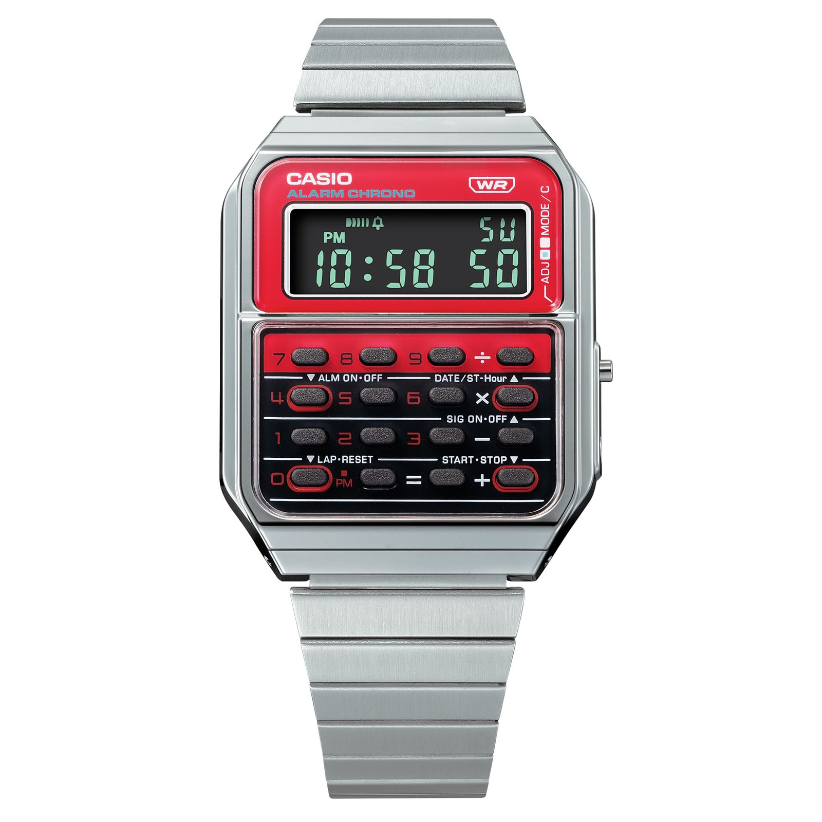 CASIO Vintage Series CA-500WE-4B Silver Calculator Stainless Steel Watch