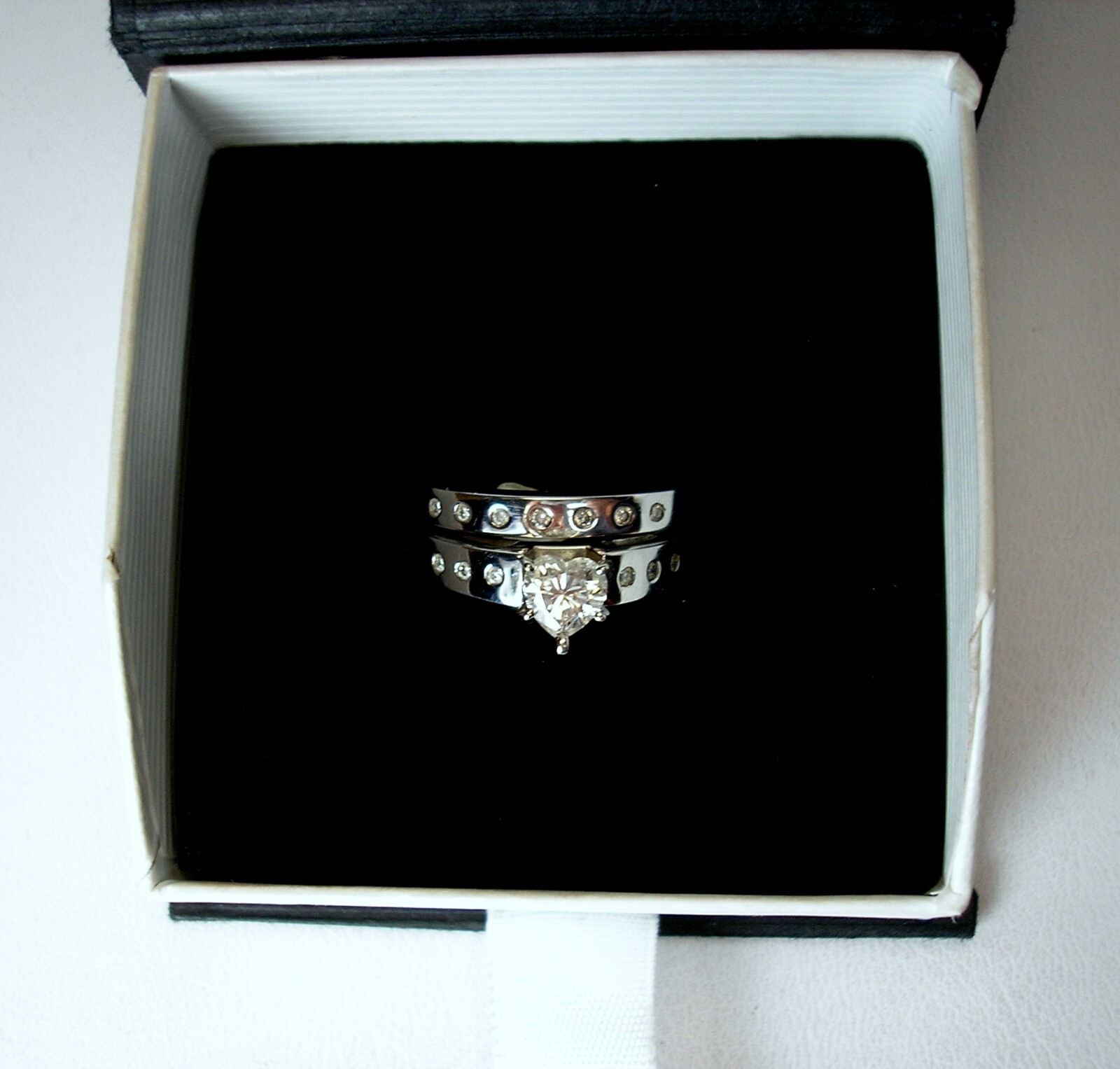 0.57 ct Heart 0.70 cttw Natural Diamonds 14K White Wedding Set Was $2,595 Video