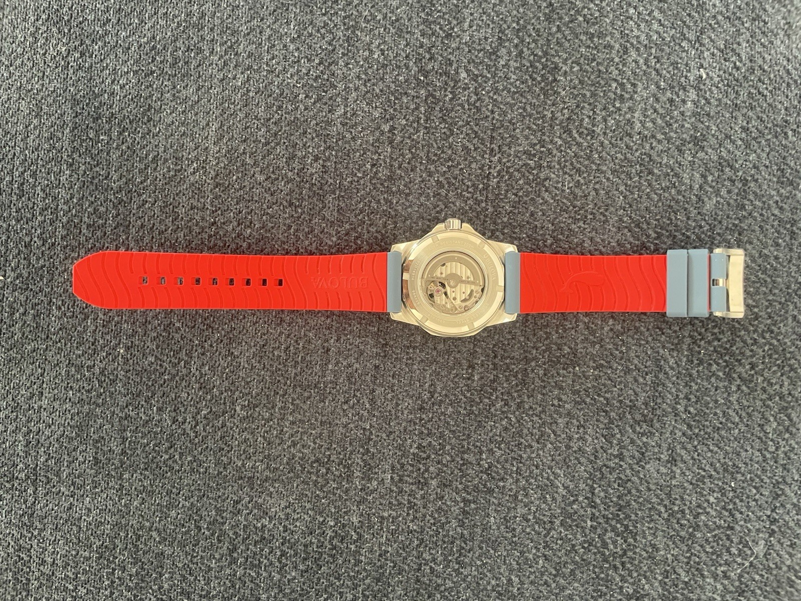 Bulova Marine Star Automatic 45mm White Dial Blue/Red Strap 98A225