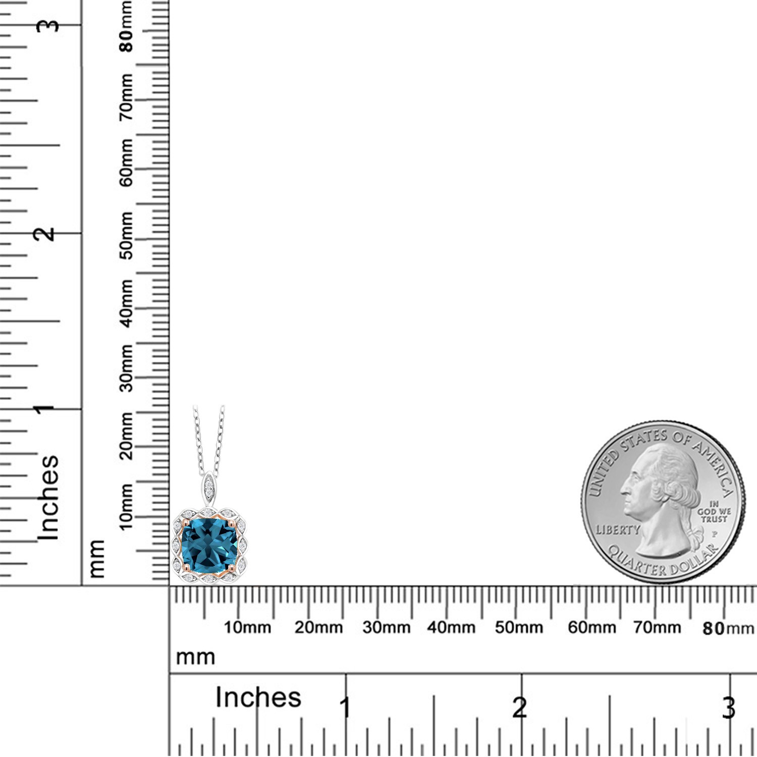 2.91 Ct Cushion London Blue Topaz 925 Sterling Silver Pendant