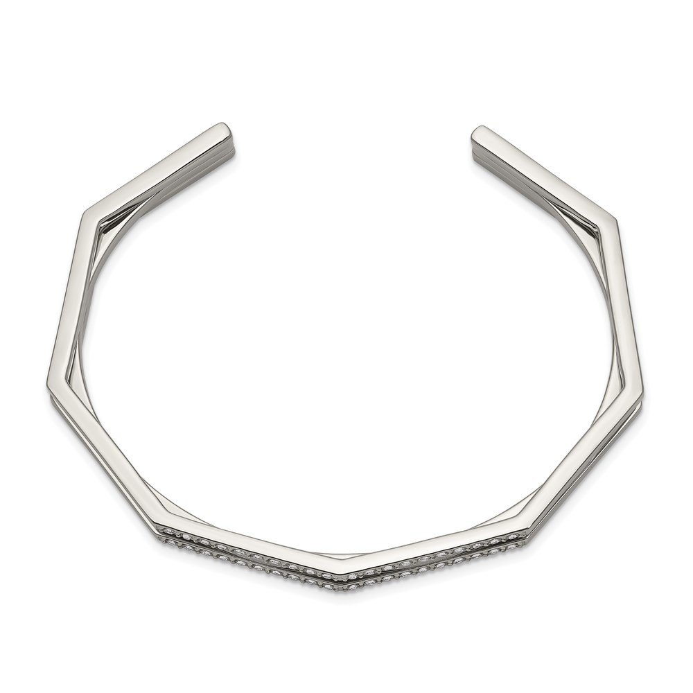 Stainless Steel Polished with Crystals from Swarovski 7.00mm Cuff Bangle