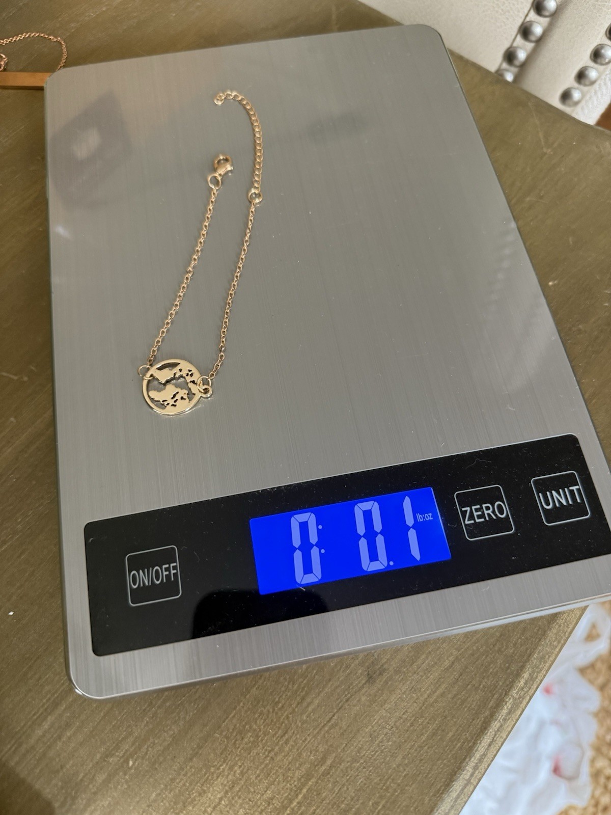 Goldtone World Map Chain Anklet / Bracelet