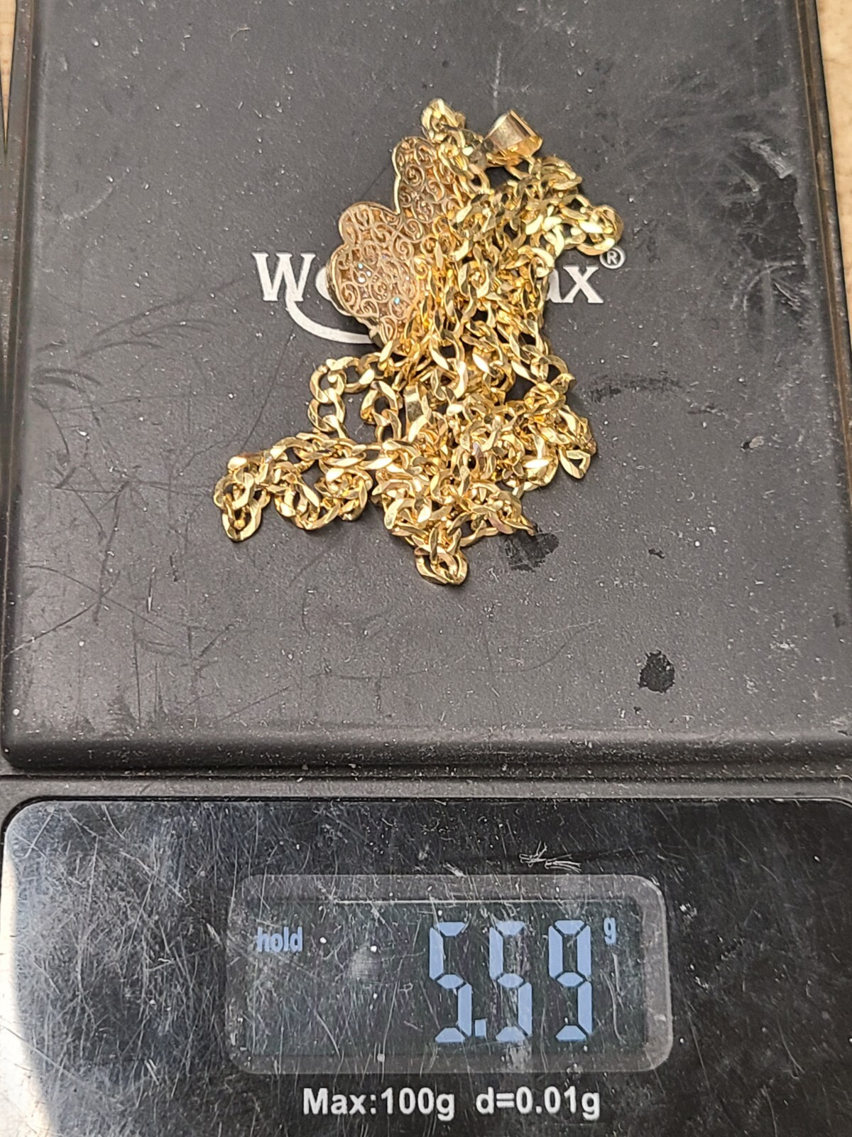 10K Yellow Gold Chain With Teddy Bear Pendant 18″ 5.59 Grams