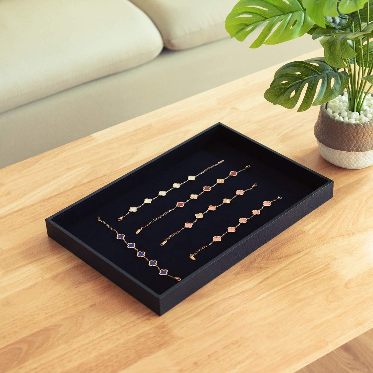 Velvet Jewelry Tray for Drawers Black Jewelrys Display Tray Stackable Jewelry Or