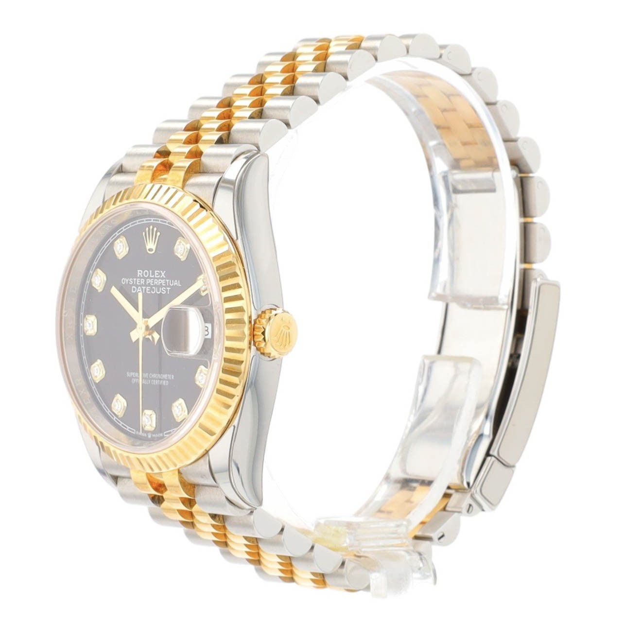 Rolex Datejust 126233 Black Diamond Dial 18KY Gold Steel Jubilee Watch Box Paper