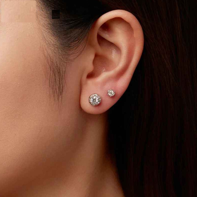 A House Of Jewelry D VVS1 Moissanite Crystal Sugar Stud Earrings 925 Silver GRA