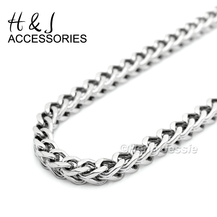 24″30″36″MEN’s Stainless Steel 4mm Silver Franco Box Chain CZ Cross Pendant*PL5