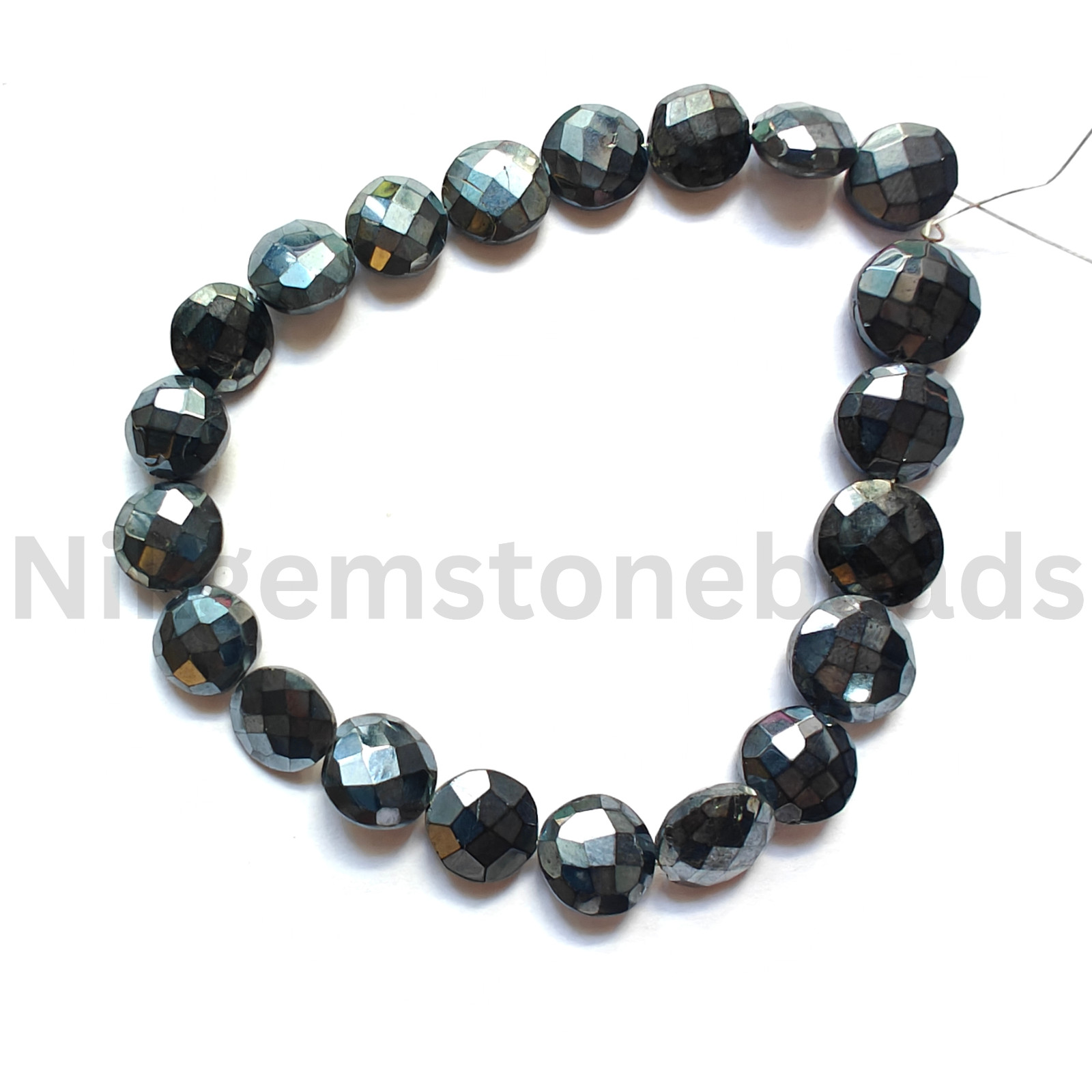 Natural Mystic Plated Spinel Beads, Briolette Faceted Coin Cut Gems, 10.5-12.6MM