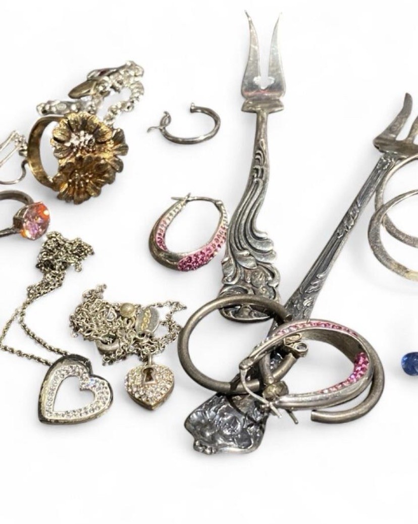 Mixed 925 Sterling Silver Jewelry Lot Necklace Pendant Ring Earrings etc