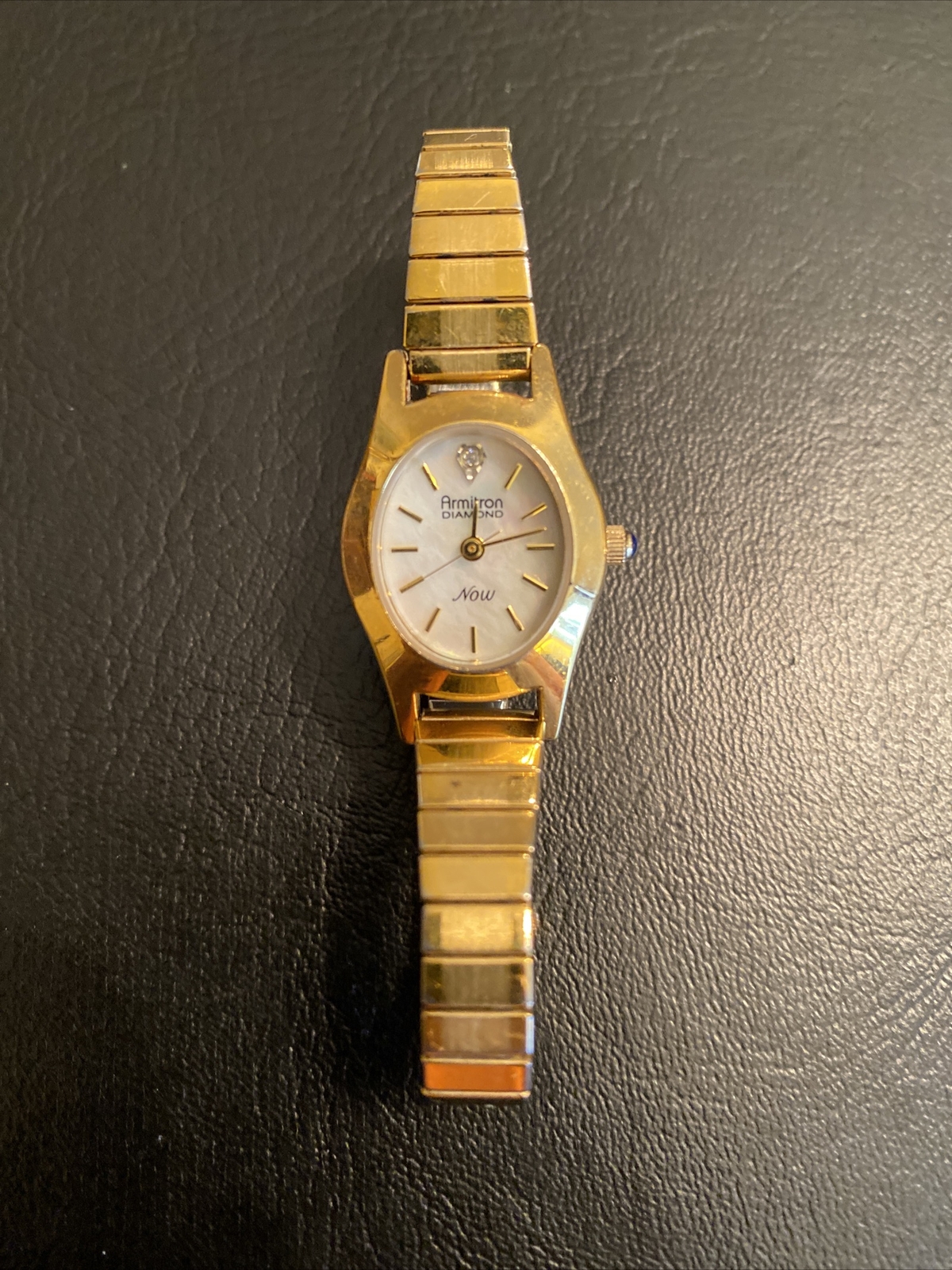 Stunning Armitron Diamond Now 75/2404 Ladies Gold Tone Watch TS