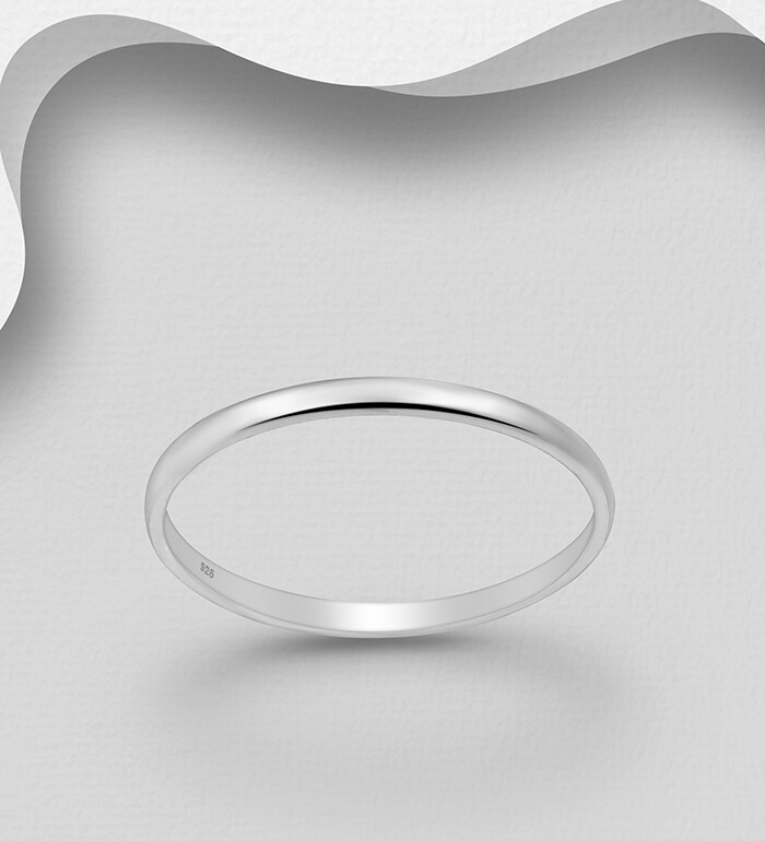Band Ring Solid 925 Sterling Silver 2mm – 7mm Width Half Round Women Men