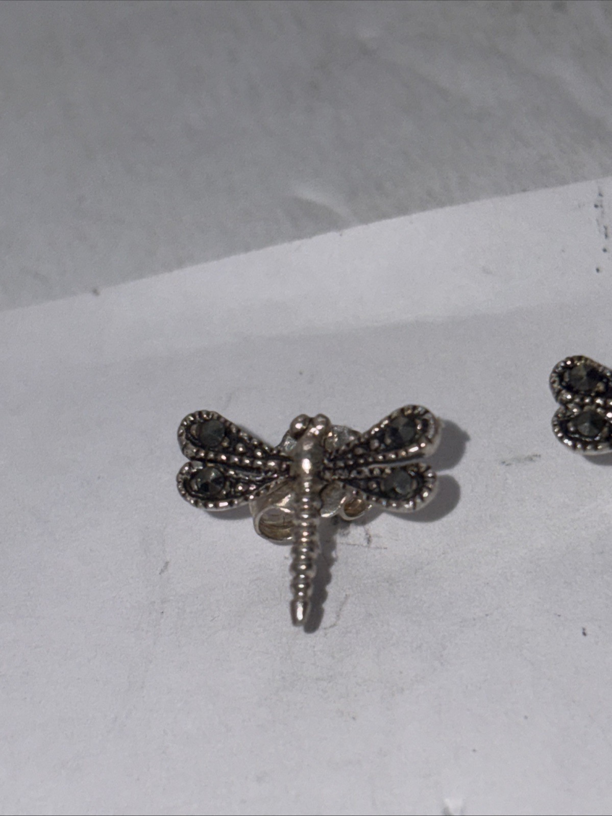 Dragonfly 925 Sterling Silver post Earrings marcasites