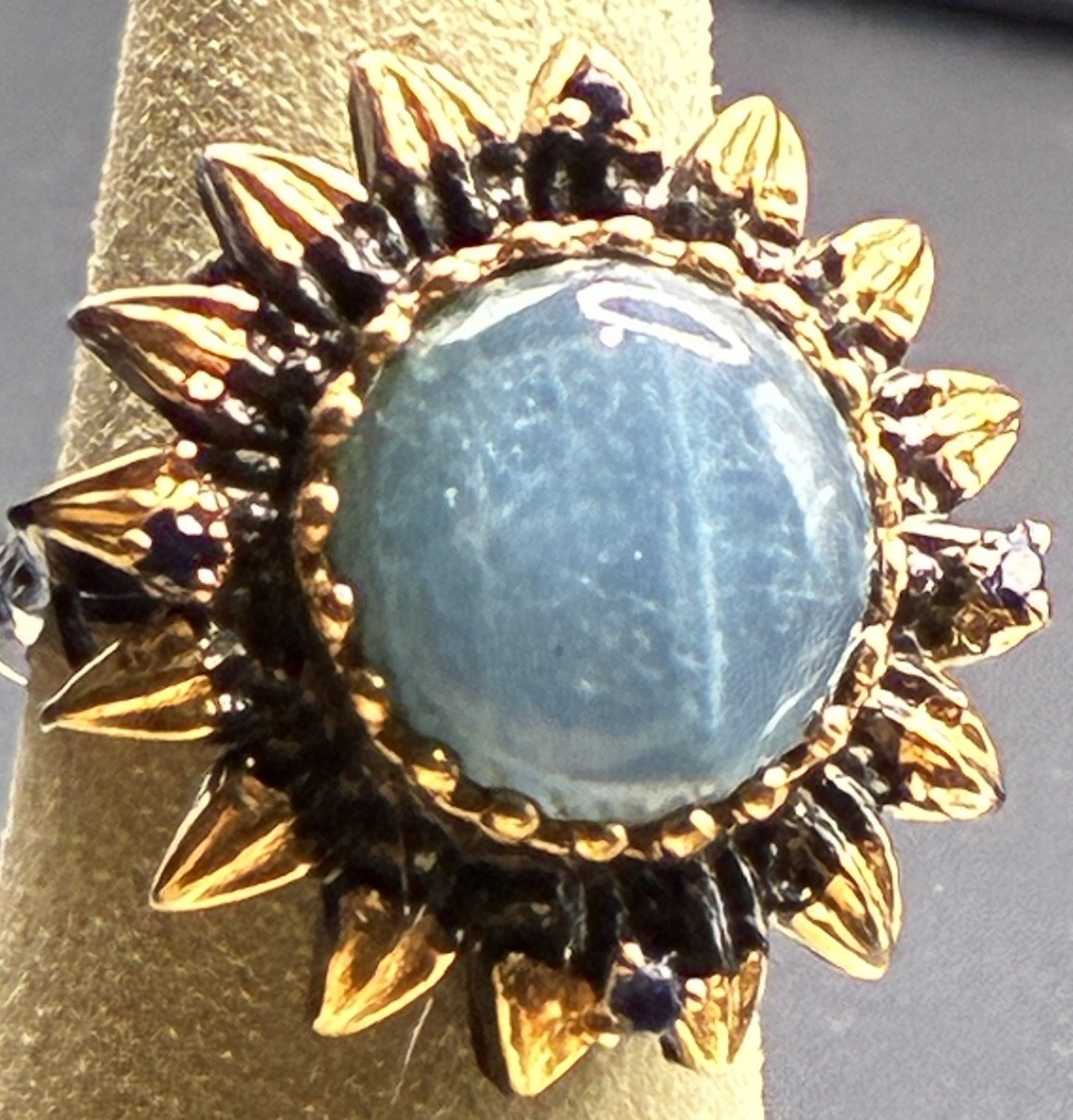 Aquamarine in Black Rhodium & 18K Gold over Sterling Silver Size 8.25 Ring