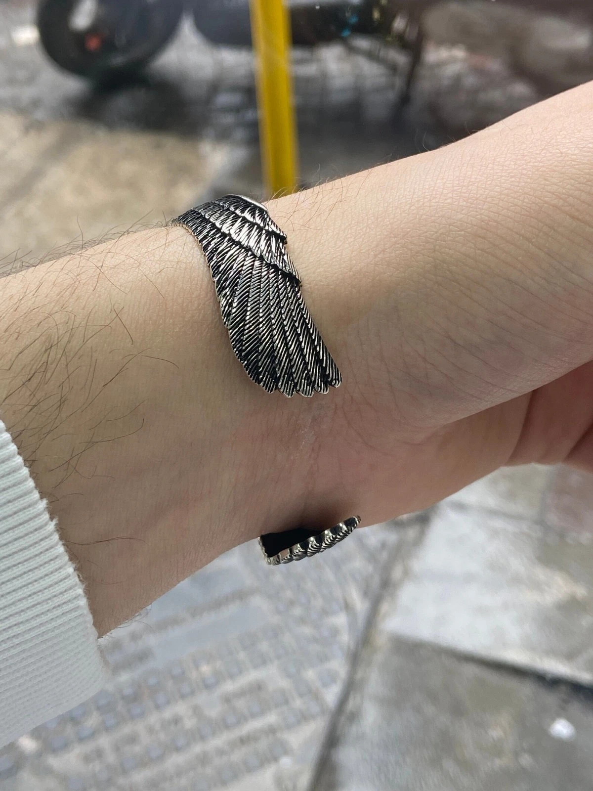 German Silver 925 Stamped Eagle Bracelet with Aquamarine Cuff Bangle