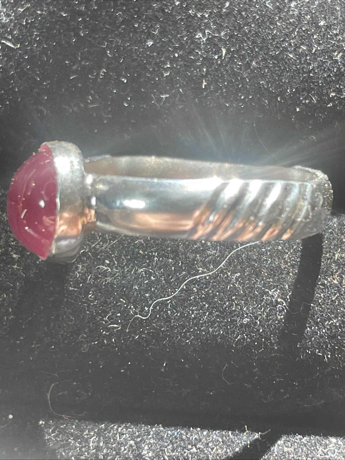 .925 Sterling Silver Ring W/Lab Grown Pink Shapphire Size 7 Hand Crafted In USA