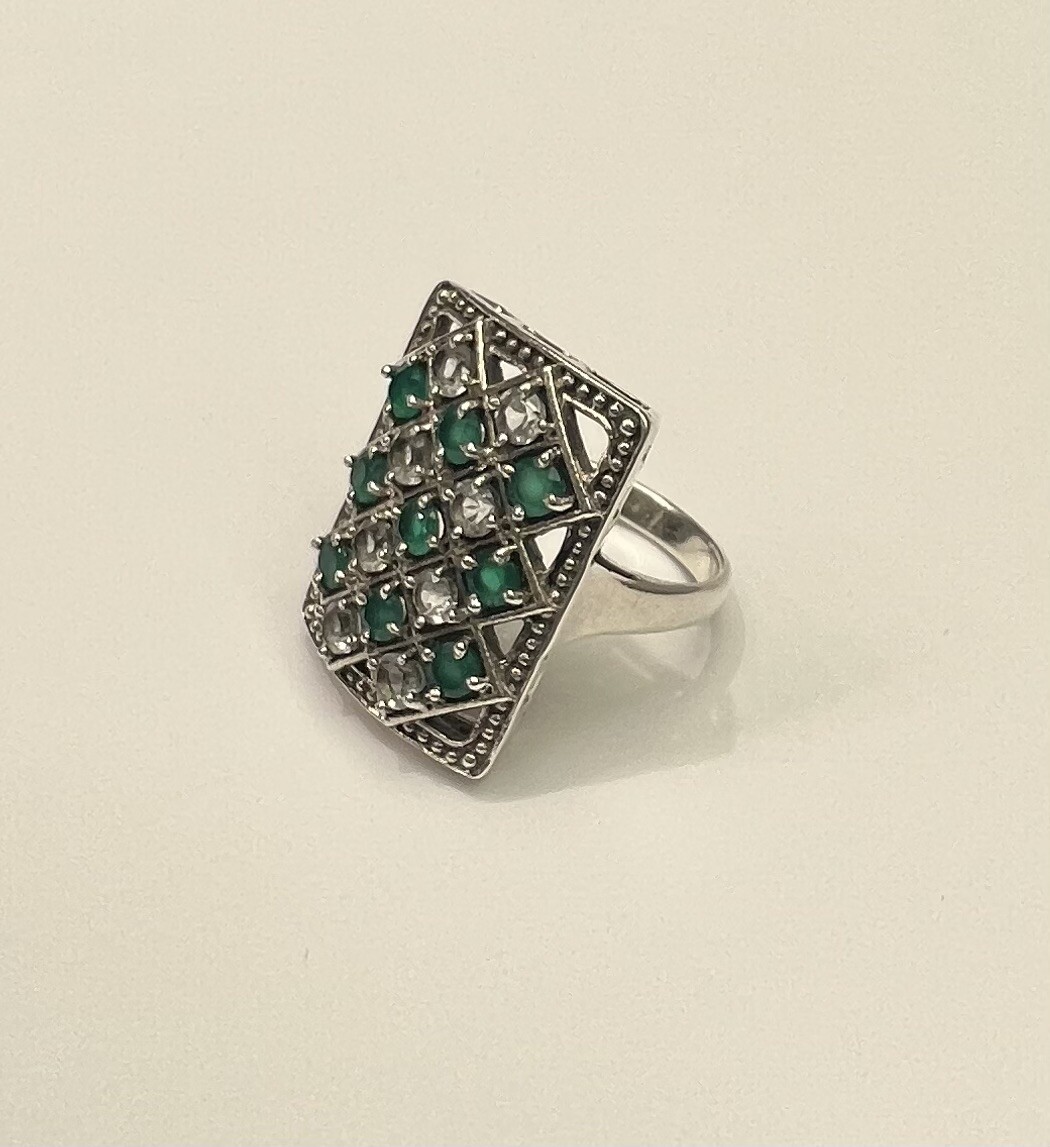 NICKY BUTLER 925 STERLING SILVER MULTI GEMSTONE RING 8.7 GRAM, SIZE 6.7