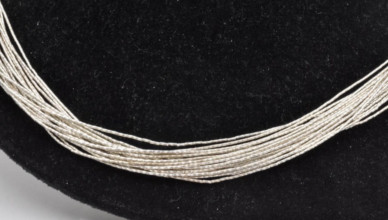 Southwest Traditions Liquid 925 Sterling Silver Heishi 20 Strand 24″ Necklace