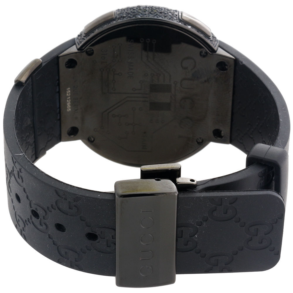 New Mens Custom Black Full Digital I Gucci YA114207 Black Diamond Watch 2.50 CT.