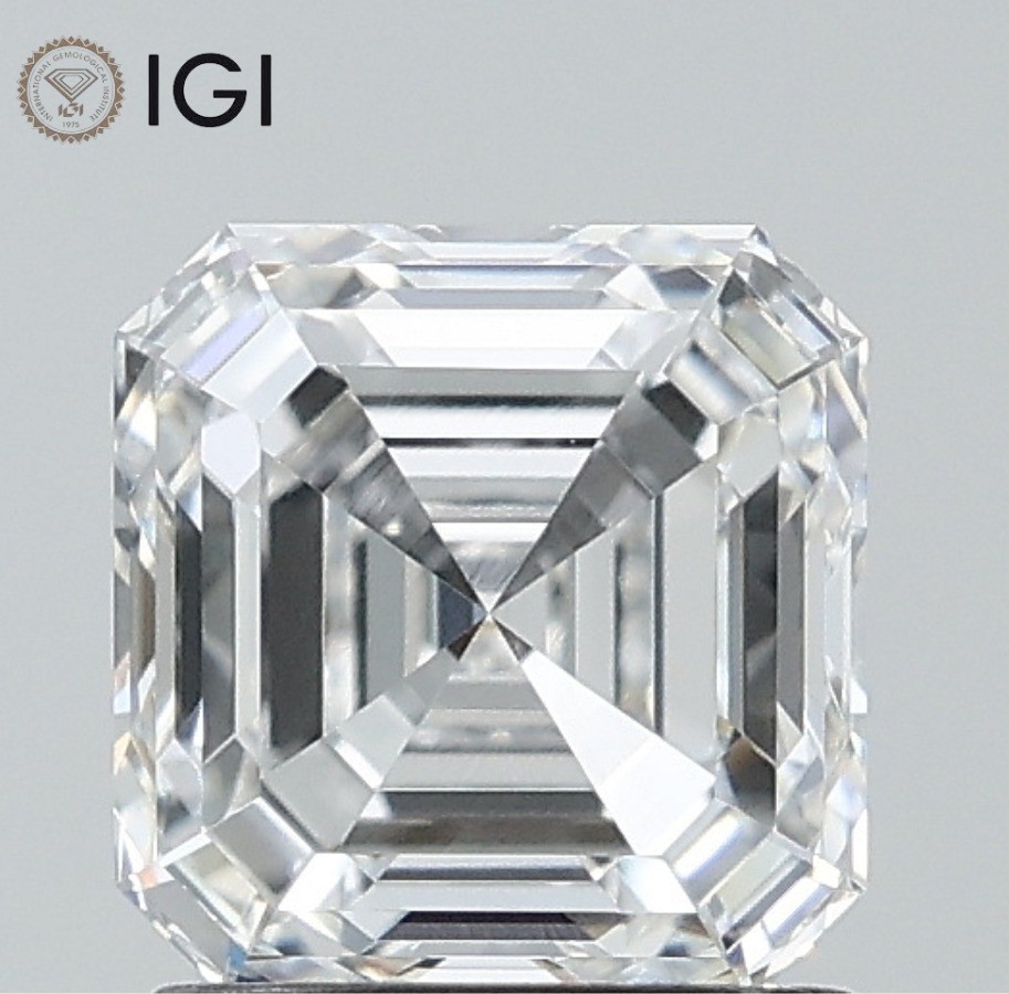 1.84 Ct Asscher Cut IGI Certified Lab Grown CVD Diamond D Color VVS2 Clarity