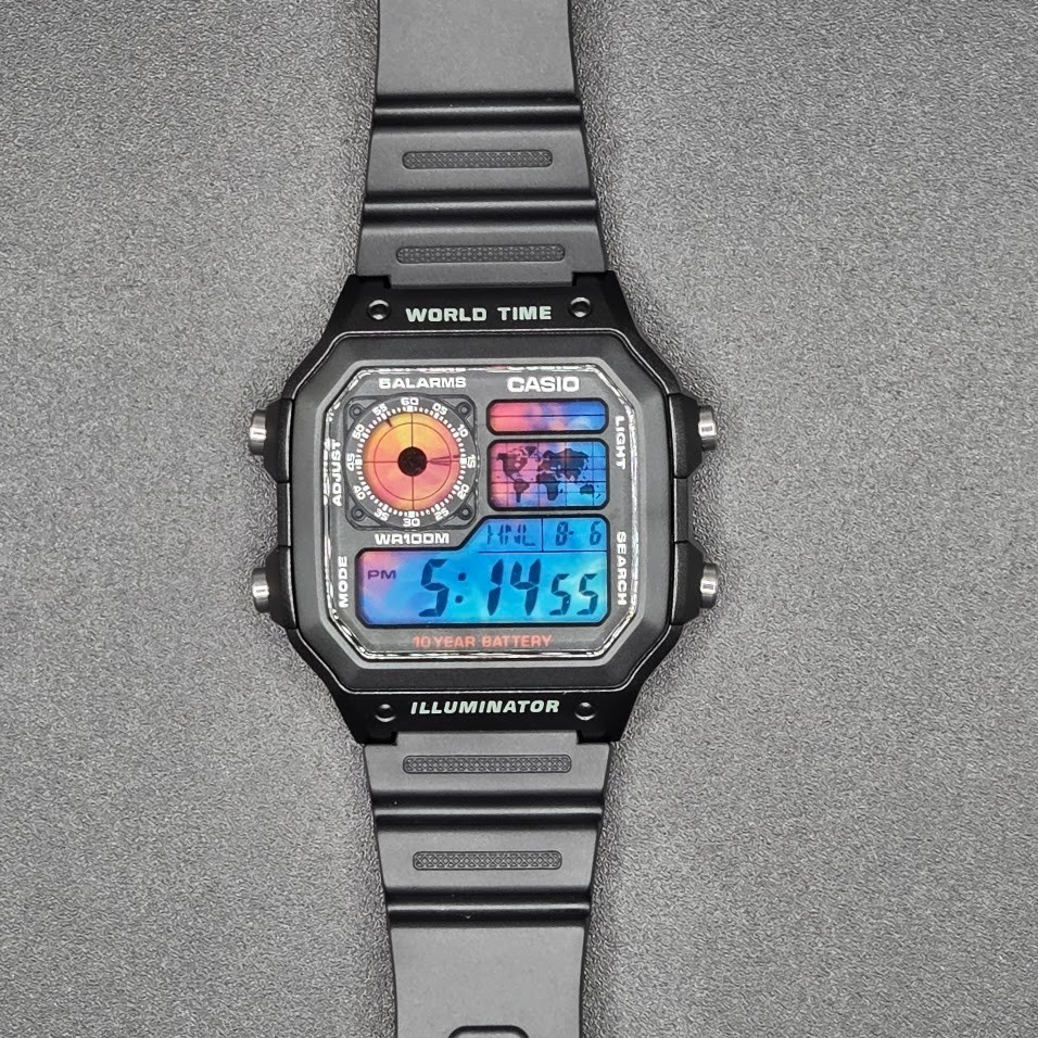 CASIO AE-1200WHD. Royale World Time Watch Mod. Ice & Fire Mod.