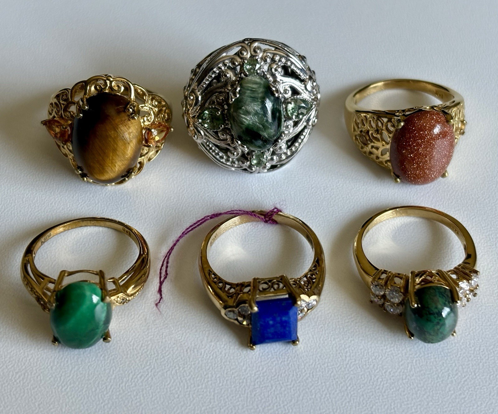 KARIS STS Ring Lot Assorted Gemstones 6 Rings Gold Bond & Platinum Bond STUNNING