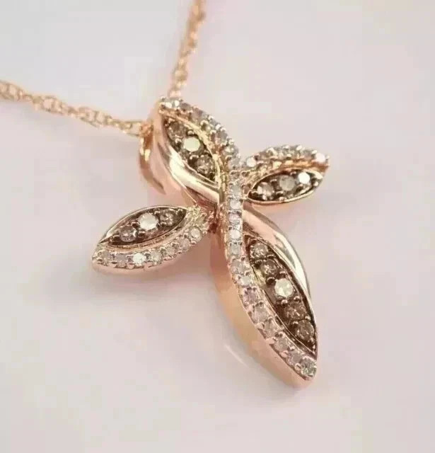 2 Ct Round Cut Simulated Brown Diamond Women’s Pendant 14K Rose Gold Plated