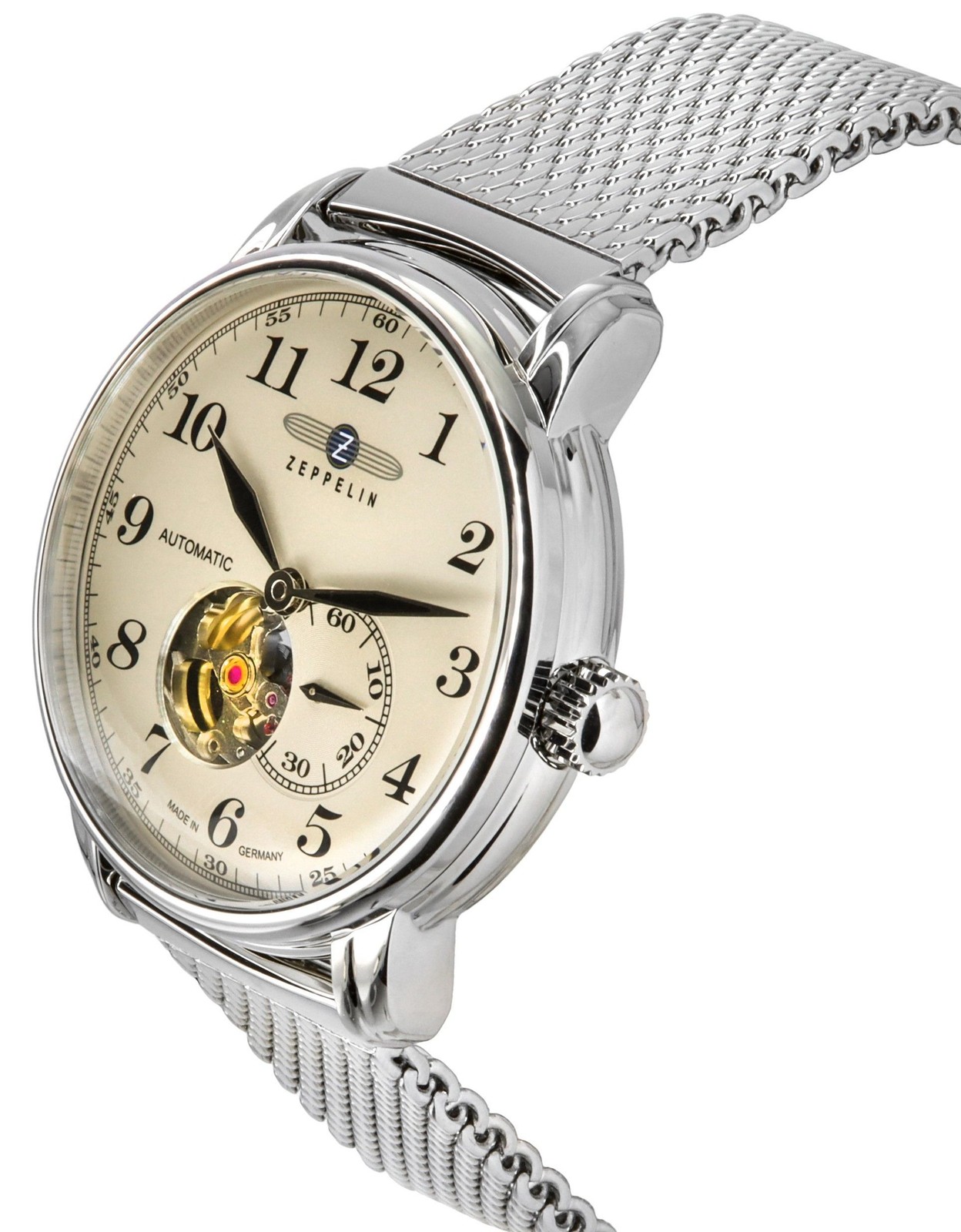 Zeppelin LZ 127 Graf Open Heart Beige Dial Automatic Z7666M5 Mens Watch