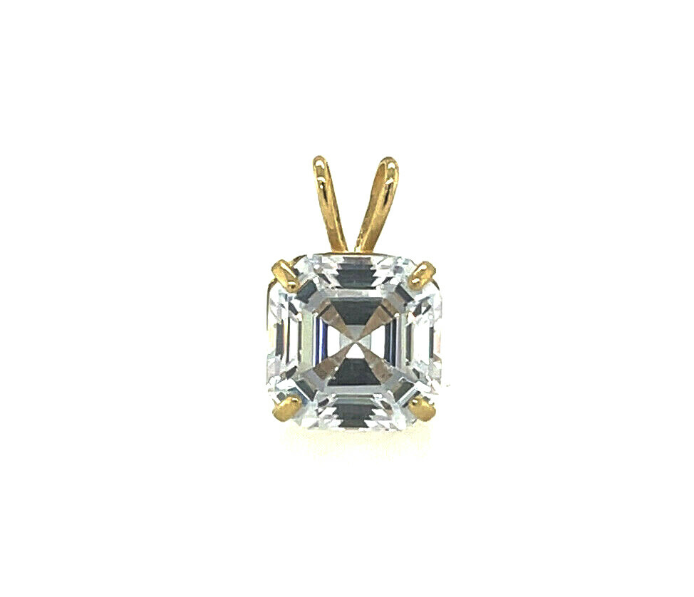 14k Yellow/ White/ Gold Asscher Cut CZ Pendant