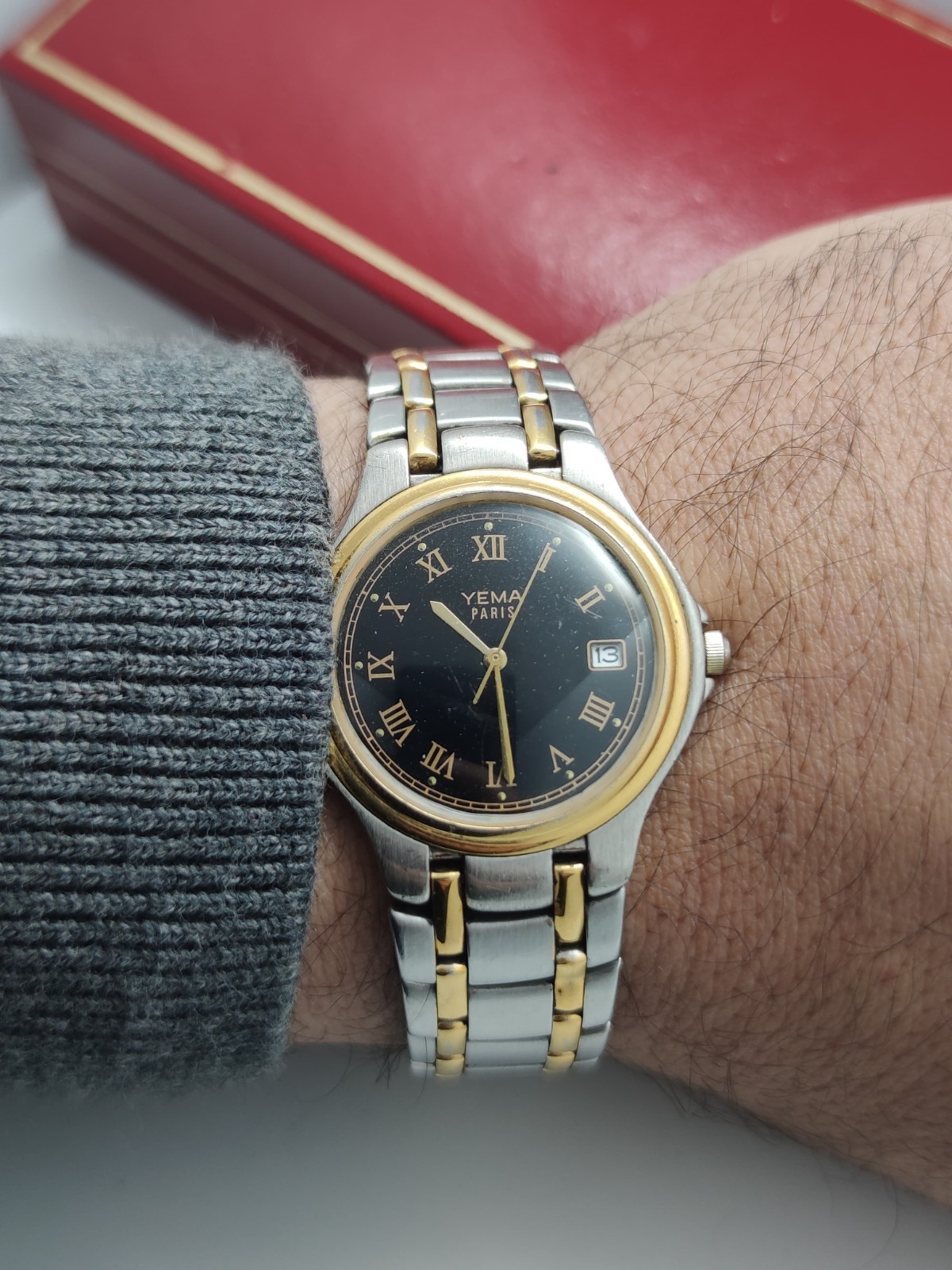 Skin Diver Watch Yema Paris Chiffre Roman Black Dial Quartz 35 Mm France Made