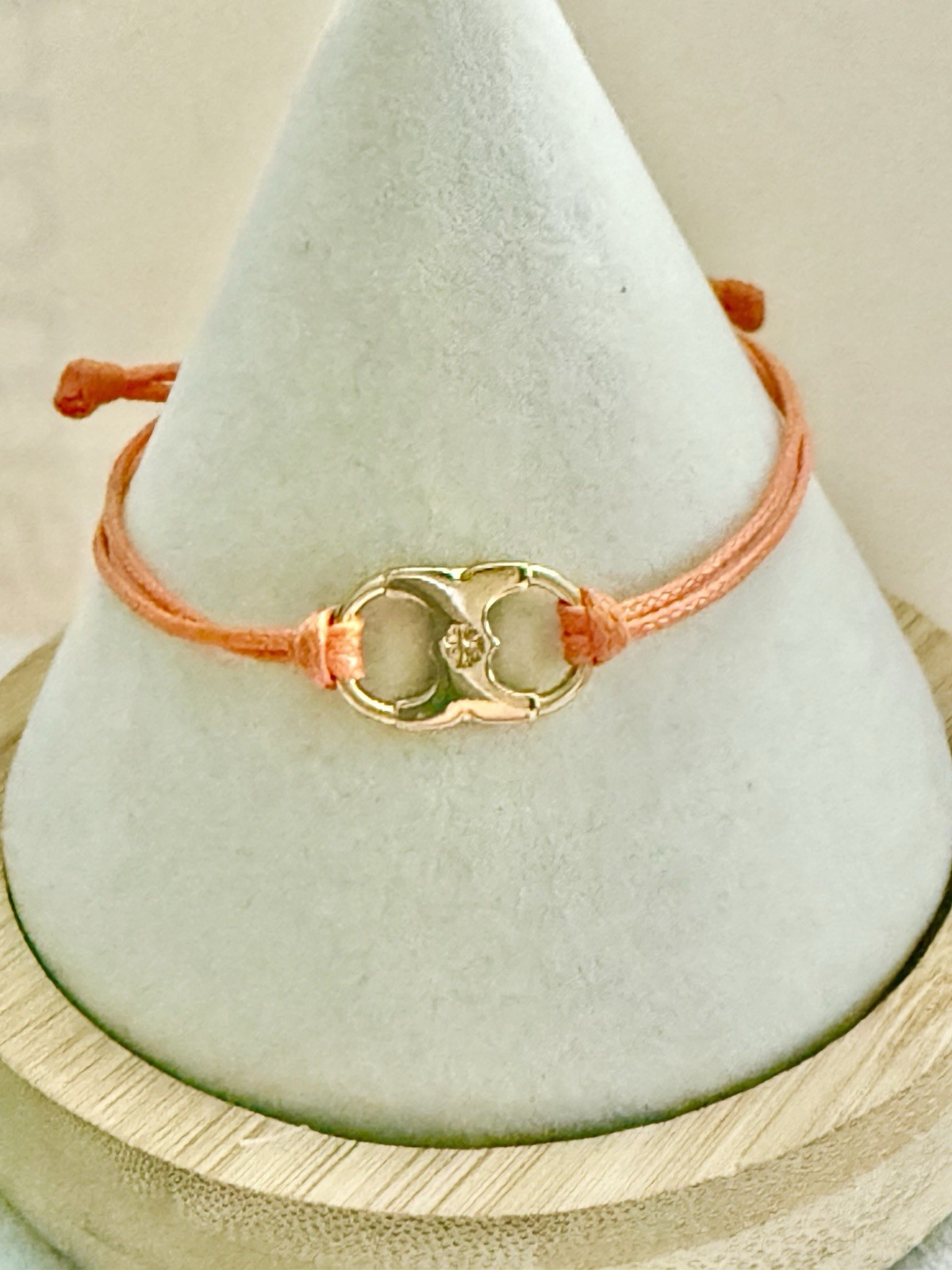 TORY BURCH GoldTone,Orange Cord Logo Charm Adjustable Embrace Ambition Bracelet