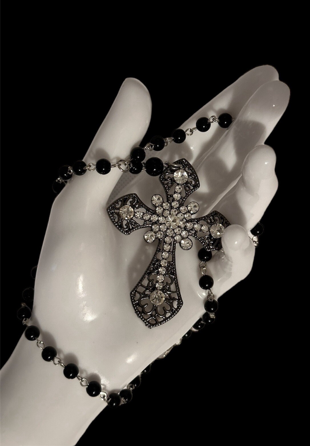 Statement Cross Necklace Religious Gothic Rosary Cross Choker Necklace Unisex