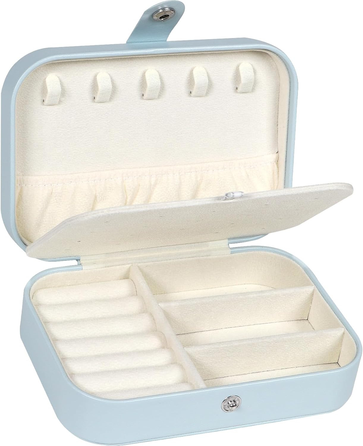 Travel Jewelry Box, PU Leather Small Jewelry Organizer for Women Girls, Double L