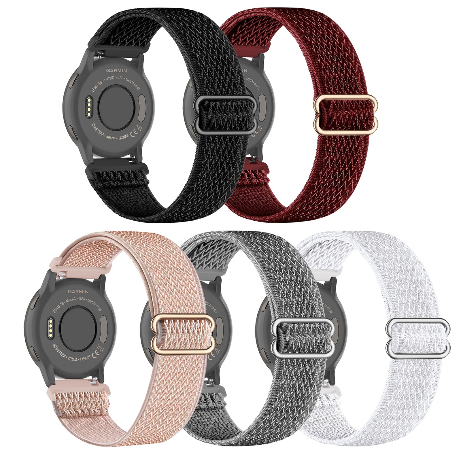 5 Pack Stretchy Nylon Bands with Garmin Venu 3S/2S/Forerunner 265S,18mm Soft …