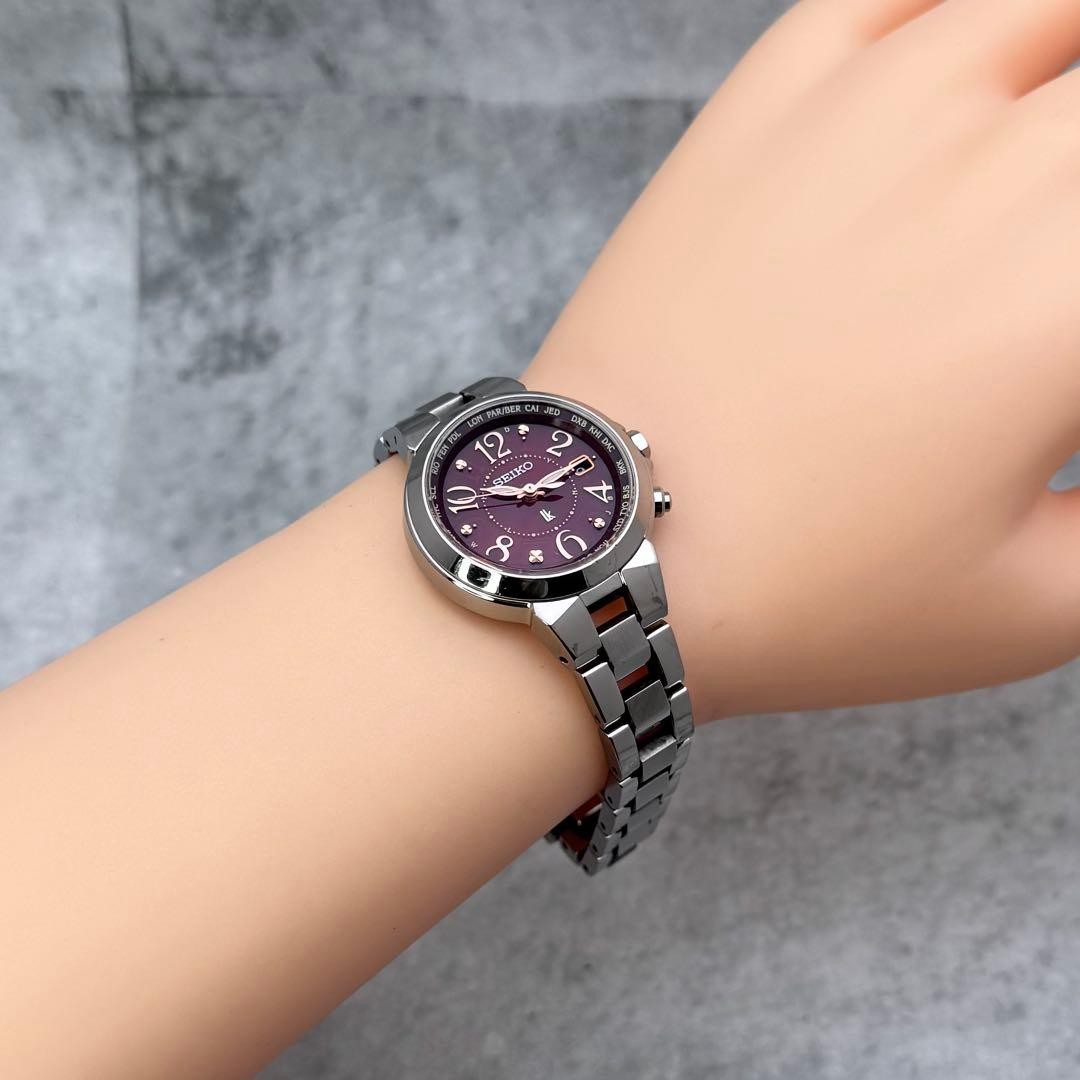 Seiko Lukia 1B25-0AC0 Solar Titanium Burgundy Women’s Watch