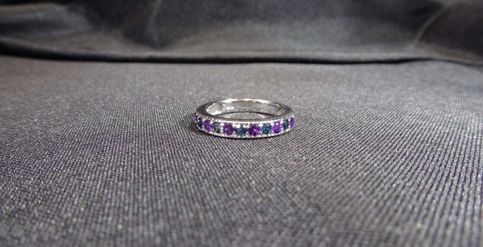 0.90 ct Natural Purple Amethyst & London Blue Topaz Solid Sterling Silver Ring