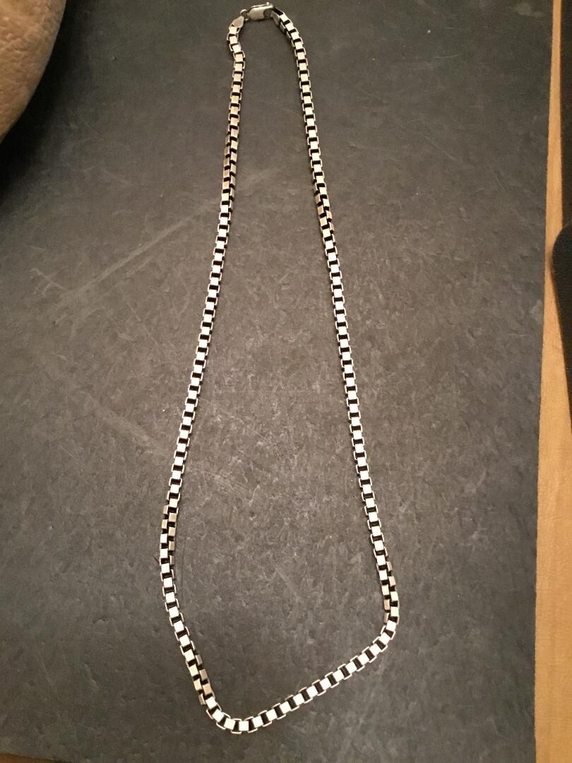 Brushed Sterling Silver Cube Link Chain Approx. 24 inches