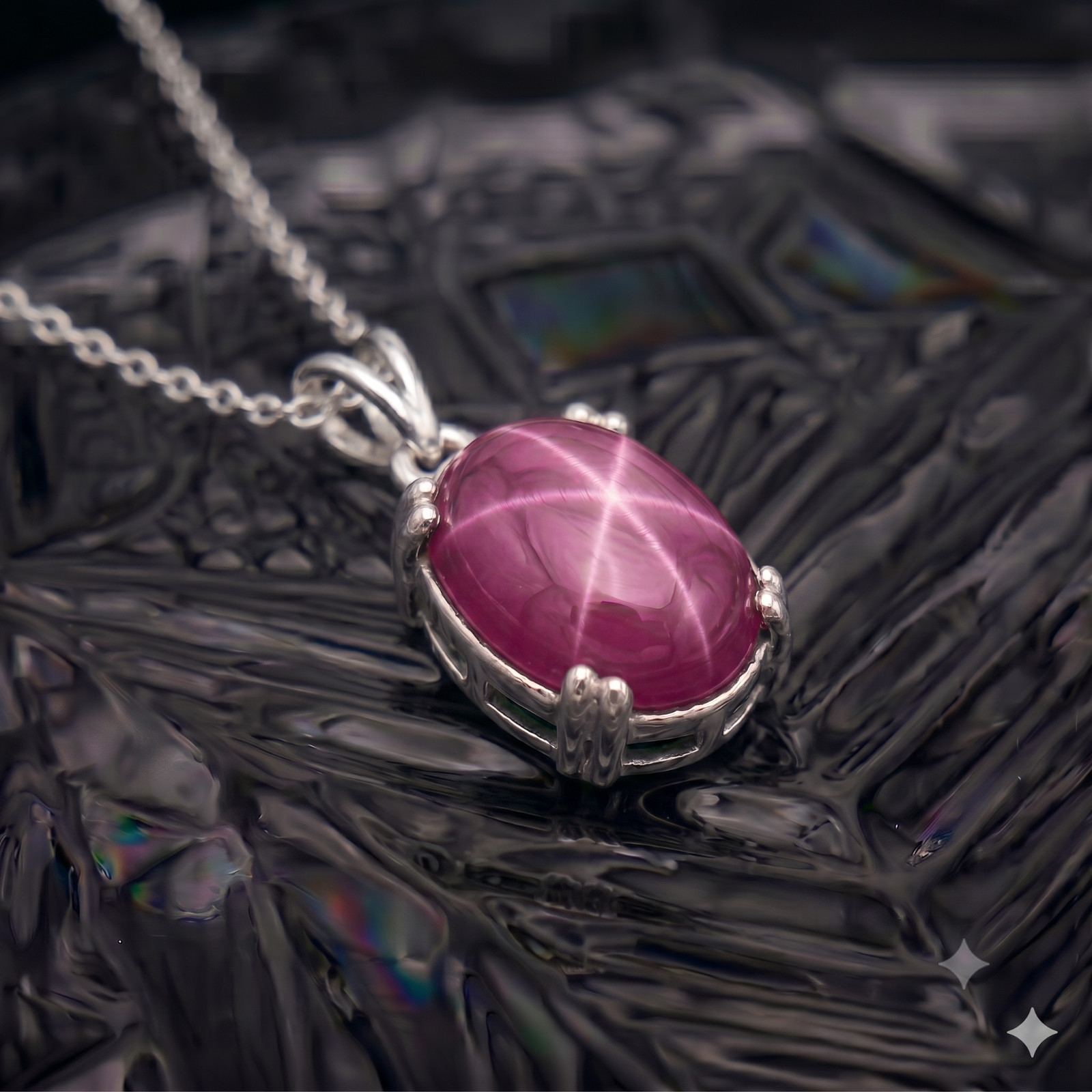 Pink Star Sapphire Pendant 925 Sterling Silver Minimalist Pendant Gift For Her