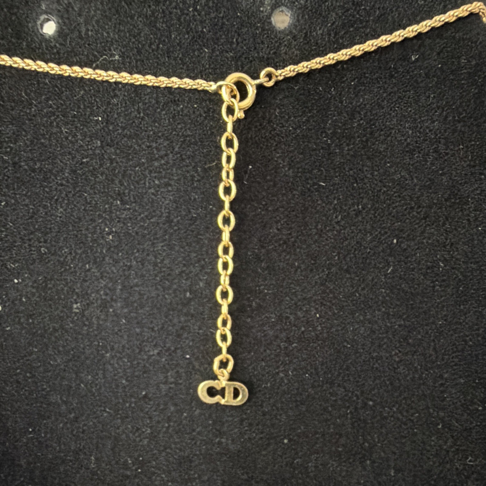 ⁠Vintage Christian Dior Gold Pave Crystal Perfume Bottle Orb Pendant Necklace
