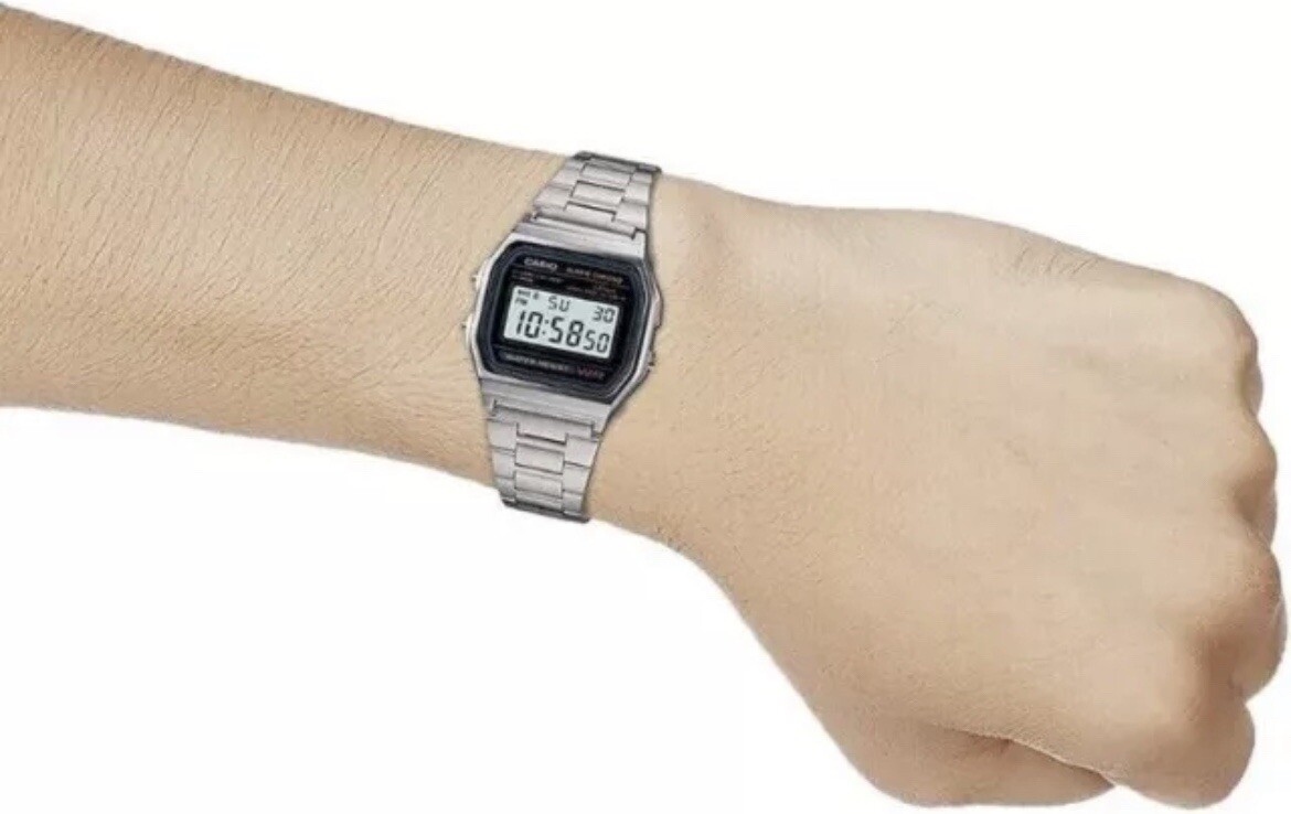 CASIO Men’s Watch A-158W Digital Silver Alarm Micro Light – NEW – Warranty