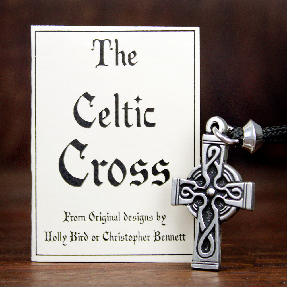 Pewter Small Celtic Cross Necklace Irish Catholic Pendant Knotwork Jewelry