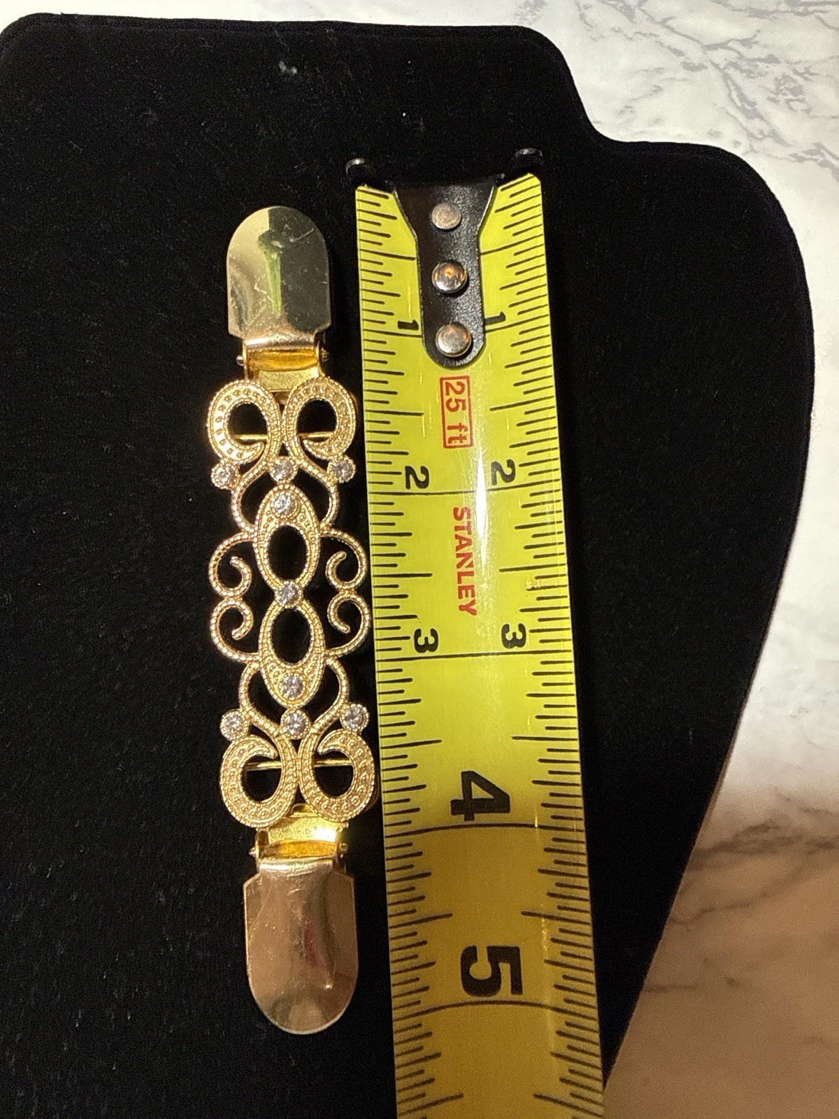 Gold Tone Rhinestone Scroll Sweater Clip Cardigan Guard Vintage Style Lot #890