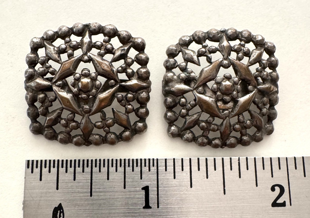 Vintage Deco Square Button Covers C&G Co. 1922 Patent Burnished Copper Tone 1″
