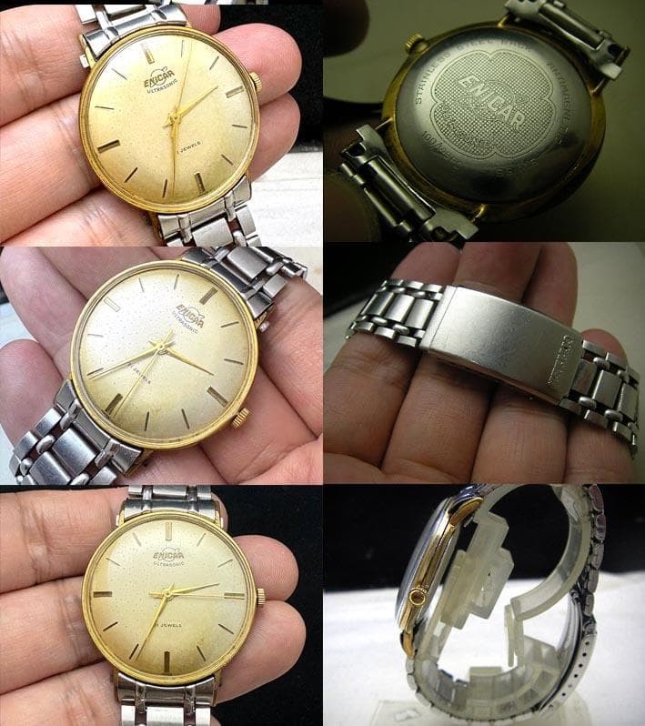 Working Enicar Ultrasonic 21J Manual Vintage Watch Silver Dial Wrist 17cm 6.69in