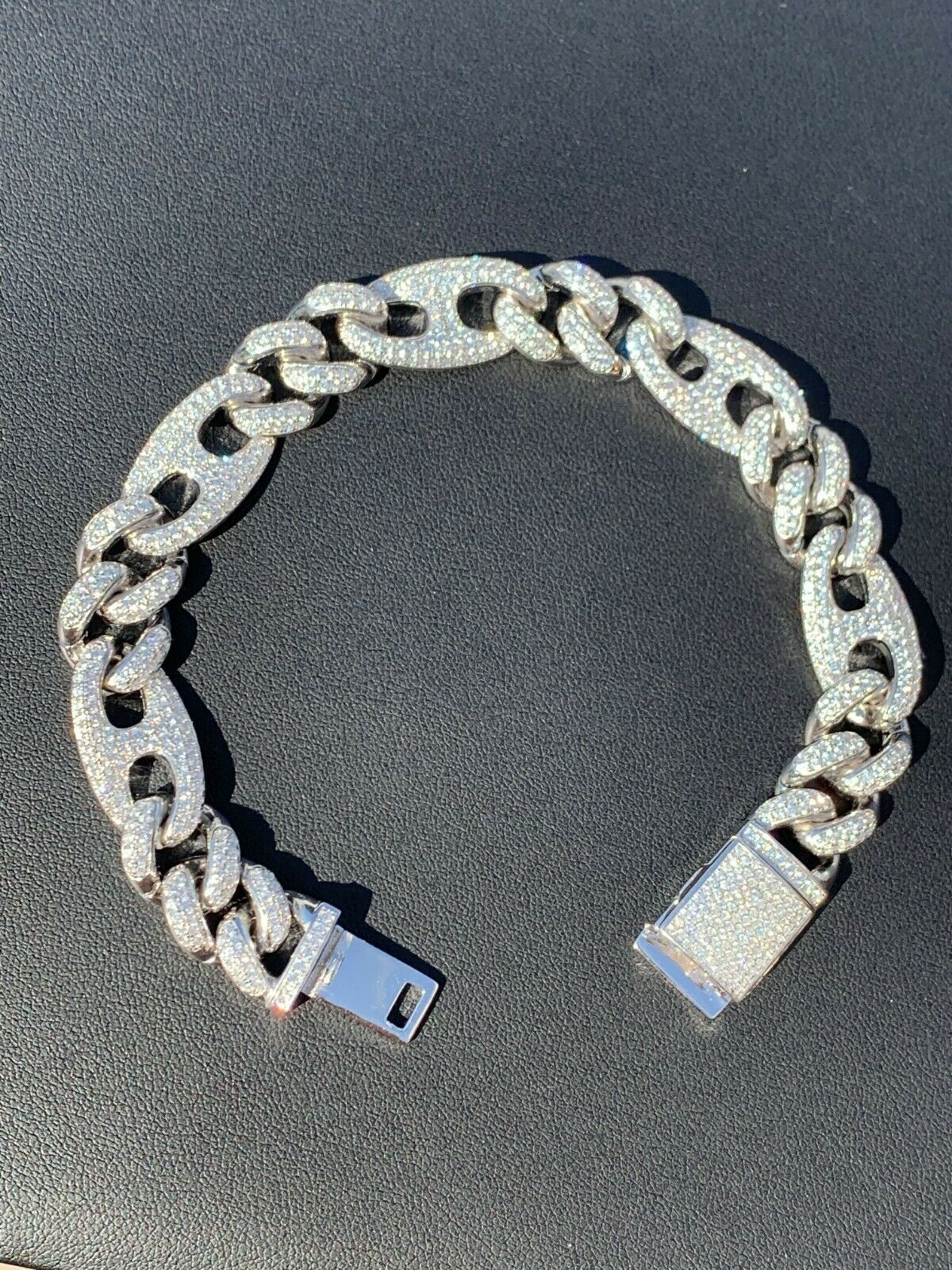 Mens Miami Cuban Iced Gucci Link Bracelet Solid 925 Silver Hip Hop CZ Hip Hop