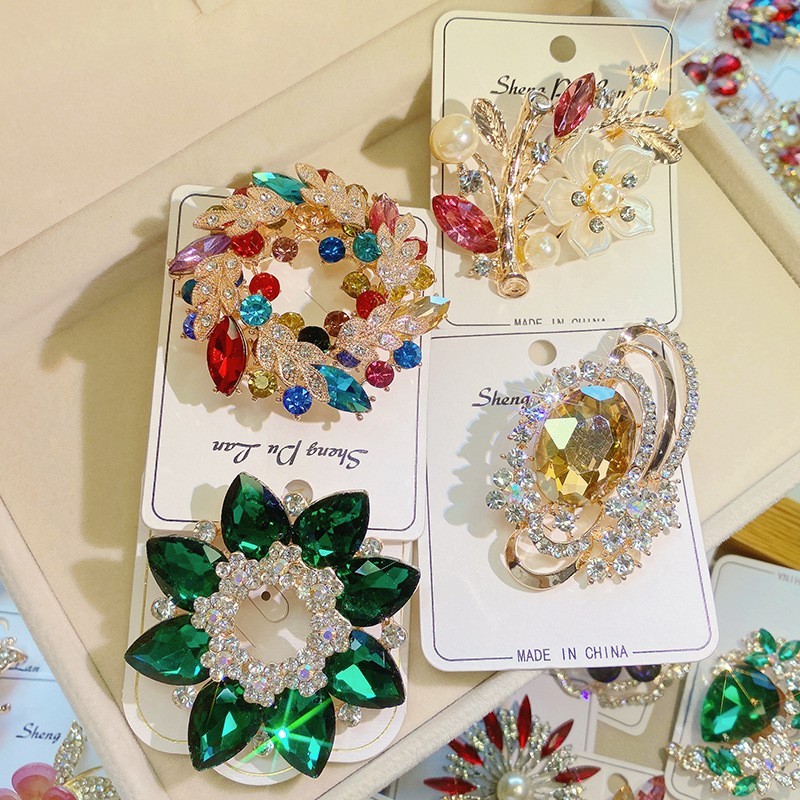 Bulk 12pcs Mix Crystal CZ Pearl Floral Brooches Lot Random Wedding Gift Jewelry