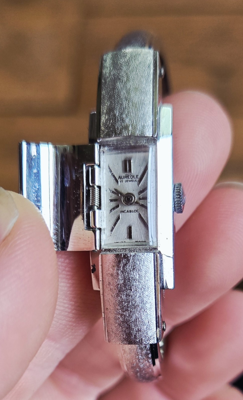 Aureole 17 Jewels Incabloc Ladies’ Cuff Watch Swiss Made