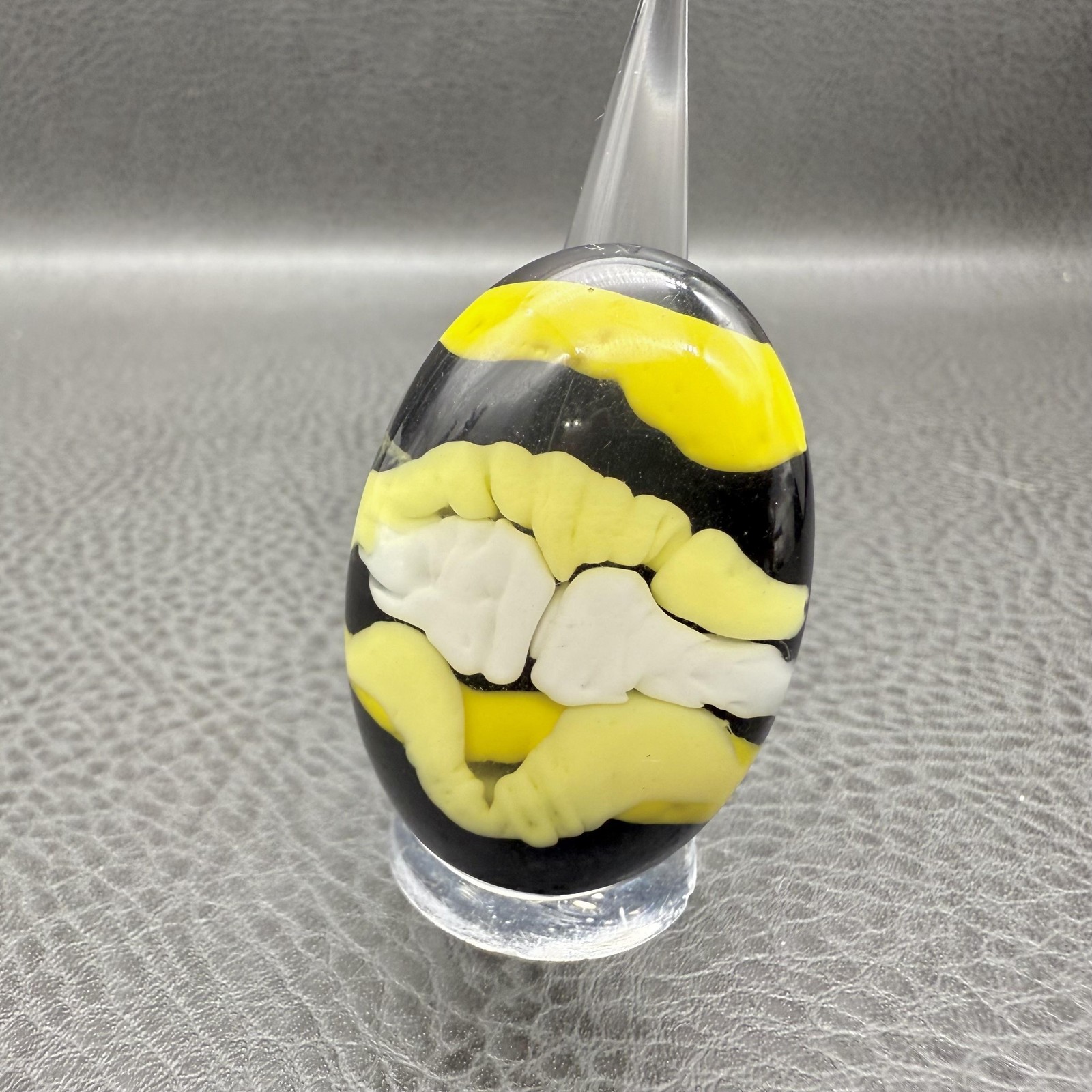 Oversized Statement Ring Black Yellow White Abstract Resin Art Size 7 Womens