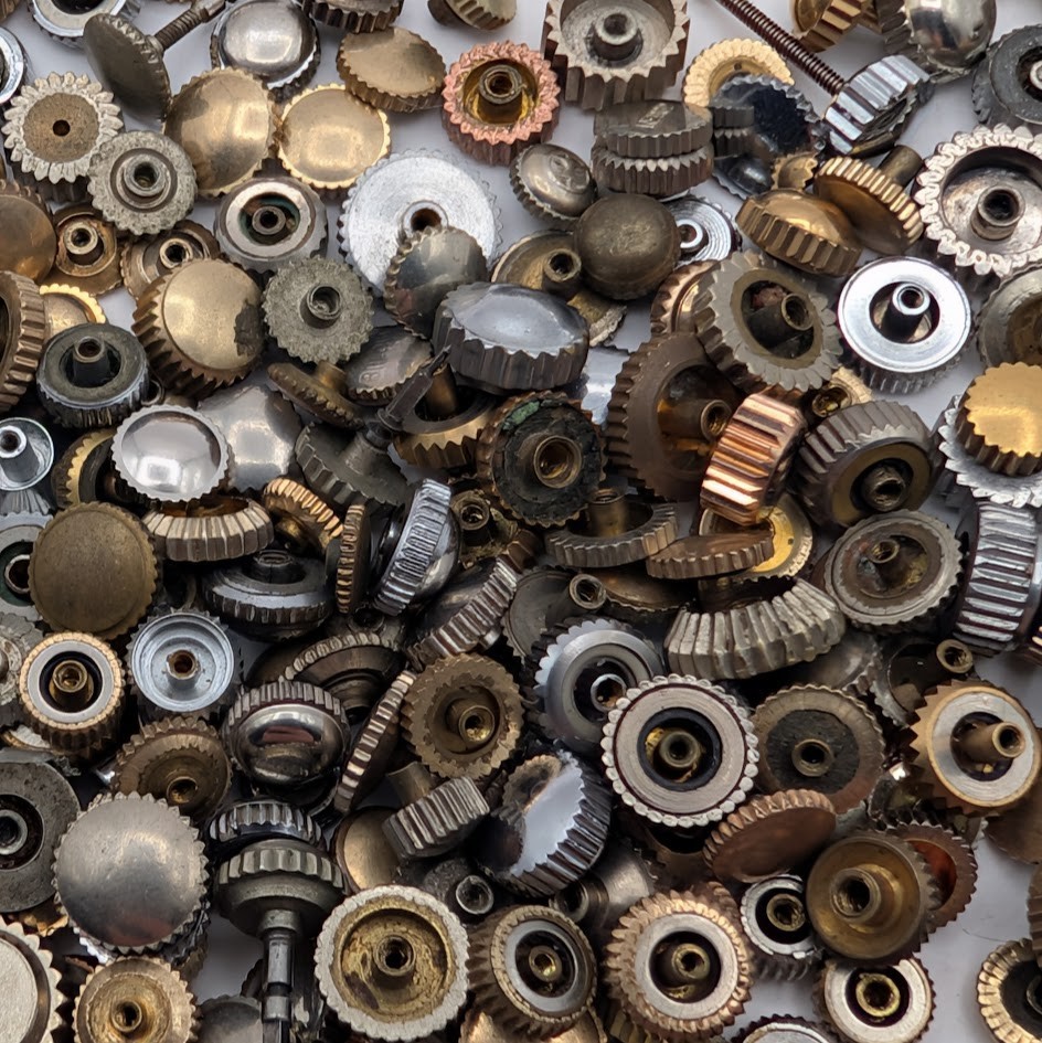 Watch Crowns Parts lot of 50 – Parts/Repair – Gold & Silver Toned