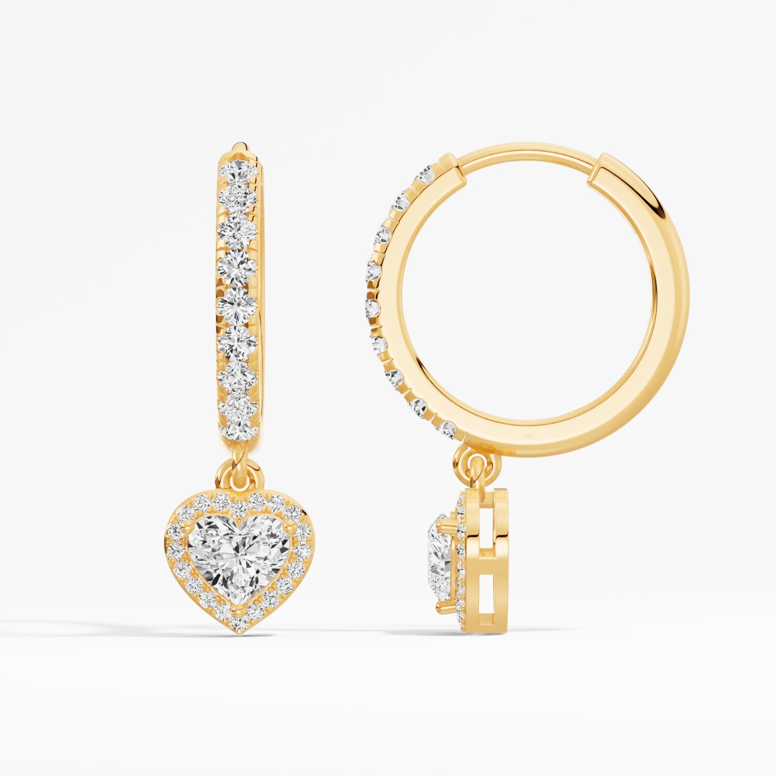 1.38 ct Lab Created Heart Diamond Hoops Earring in 14K White Gold for Women